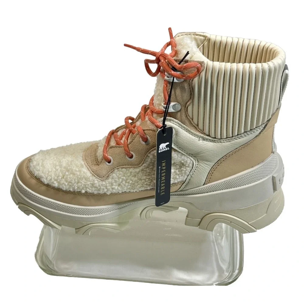 NEW Sorel Women's Beige Snow Boots Size 9.5 Faux Shearling‎ Platform Waterproof